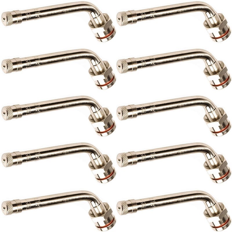 صمام إطارات نحاسي قابل للتثبيت من OCTOPUS TR545D للشاحنة والحافلة مع انحناء 60° لعجلات ألكوا الألمنيوم 22.5 و24.5 وعجلات ألكوا الألمنيوم فتحة حافة 9.7 مم مقاومة للأوزون Viton O-ring - 10 قطع